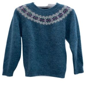 Brora UK Girl's 100% Shetland Wool Crewneck SZ 7-8